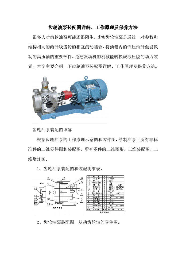 齿轮式油泵的工作原理