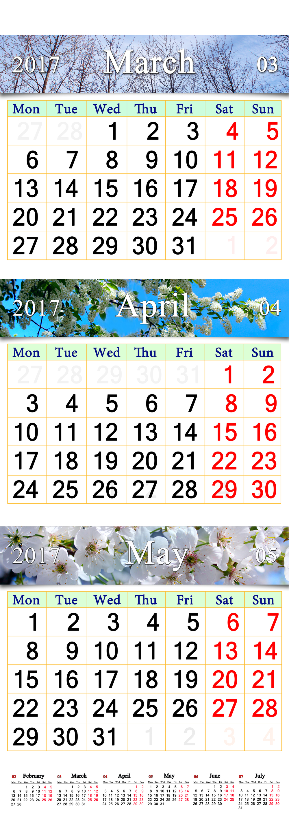 2017年4月日历