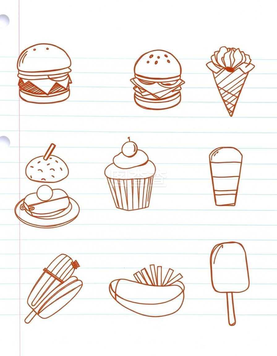 垃圾食品简笔画