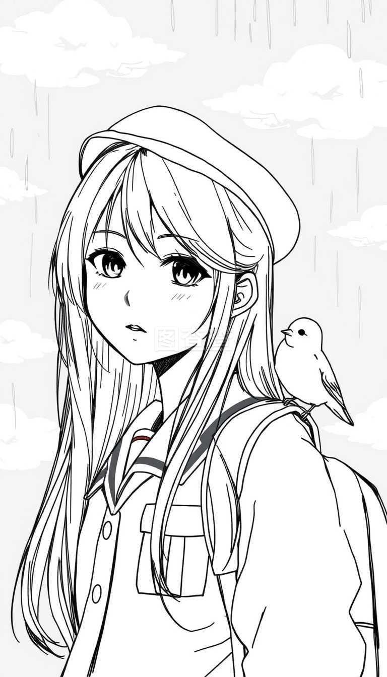 铅笔画少女漫画素描