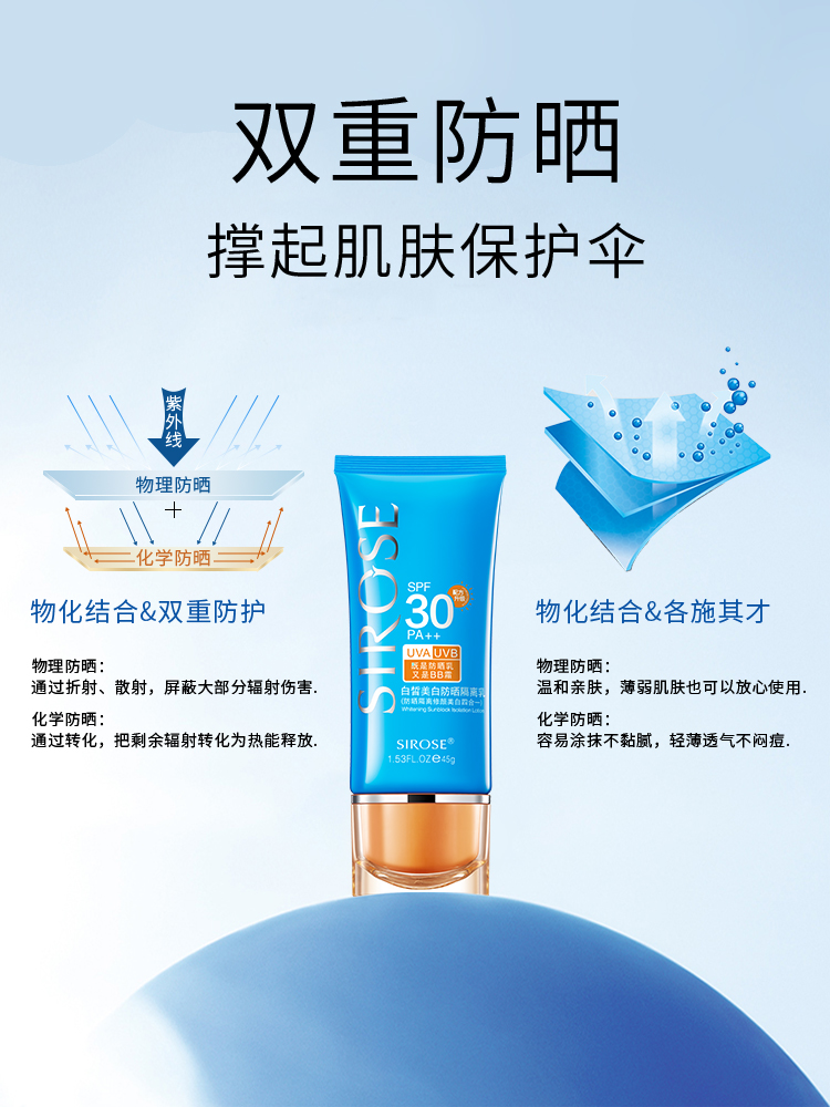 白皙美白防晒隔离乳