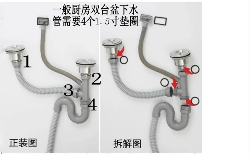 厨房盆下水管尺寸