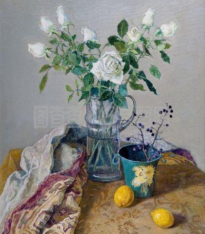 #油彩画 抽象静物画 額装作品 427_P_1629515689908.jpg