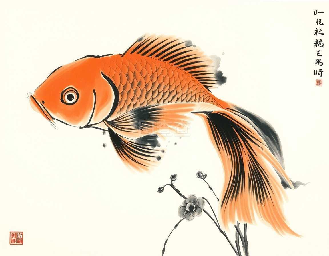 工笔画金鱼白描图片_工笔画金鱼白描图片素材_工笔画金鱼白描图片模板_